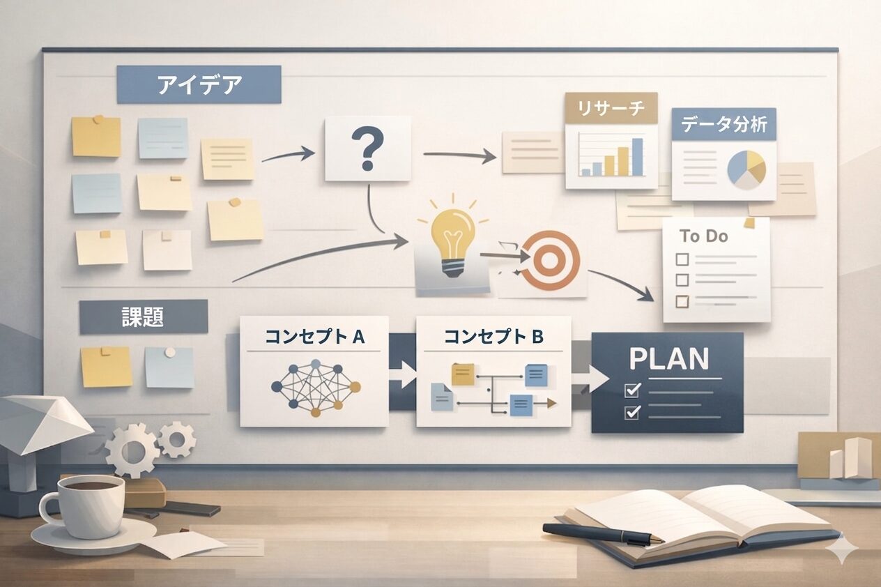 生成AIでアイデアを実践的に設計しているイメージ